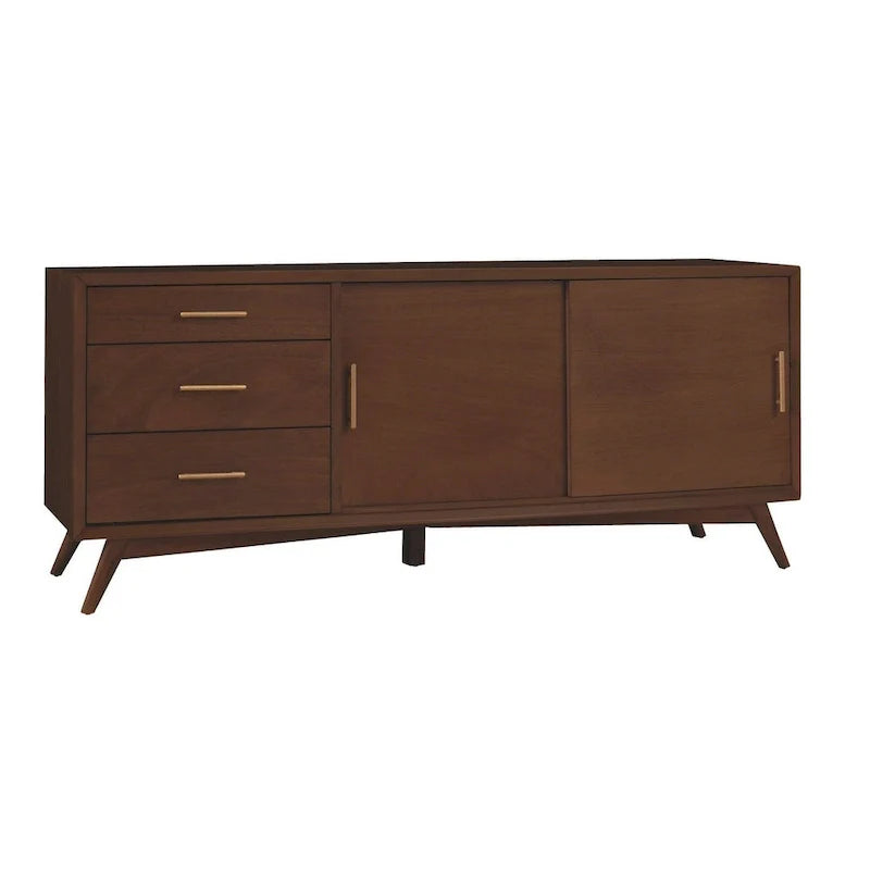 Grand meuble TV décoratif Alpine Furniture Home Flynn - Noyer - 64Lx19Px27H
