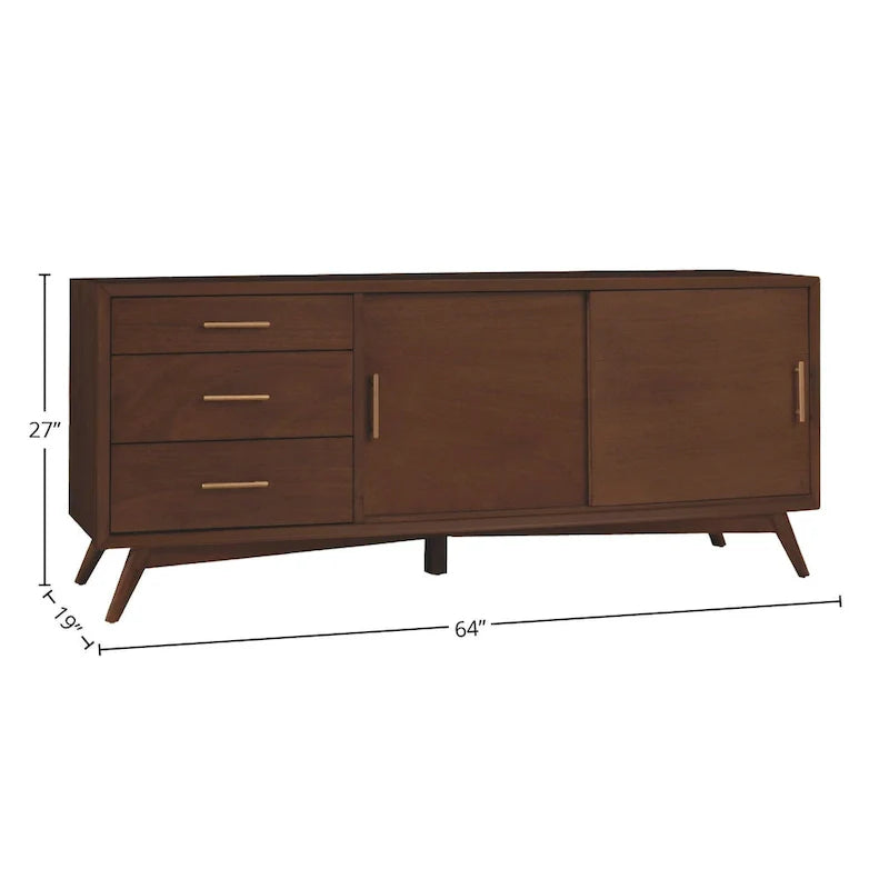 Grand meuble TV décoratif Alpine Furniture Home Flynn - Noyer - 64Lx19Px27H
