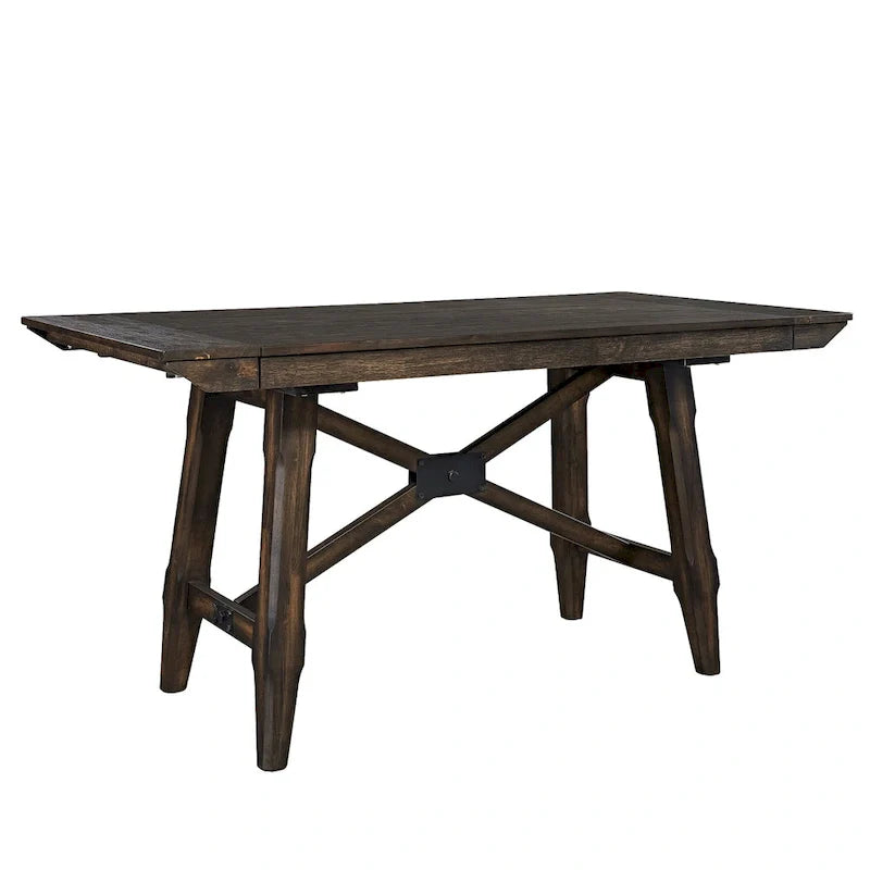 Ensemble table de bar Double Bridge, châtaignier foncé
