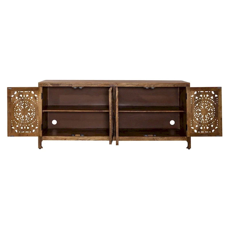 Meuble TV d'appoint Marisol miel vieilli 4 portes de 188 cm