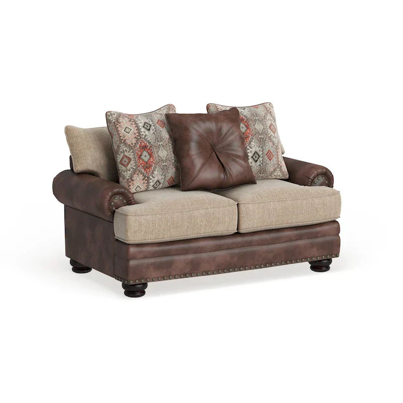 Causeuse Dhirendra Traditionnelle en Similicuir Marron par Furniture of America