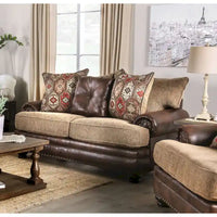 Causeuse Dhirendra Traditionnelle en Similicuir Marron par Furniture of America