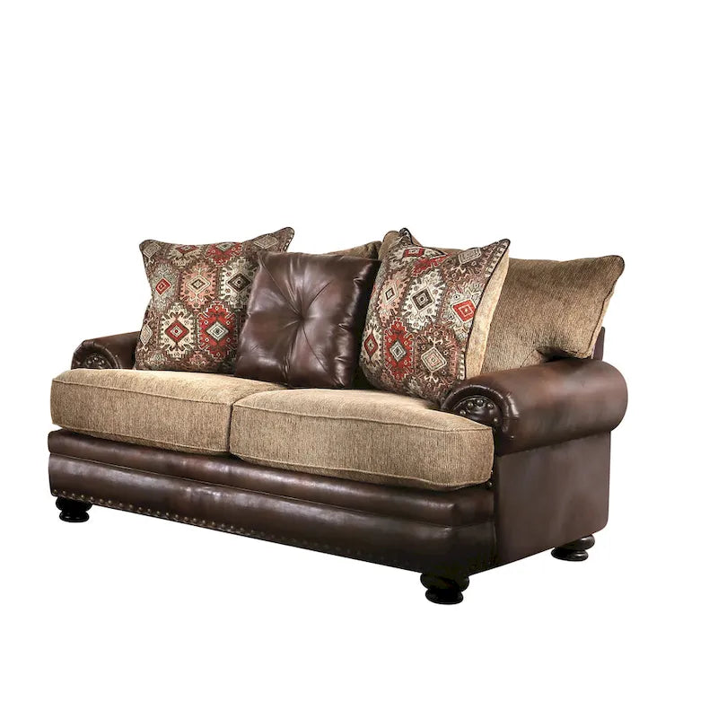 Causeuse Dhirendra Traditionnelle en Similicuir Marron par Furniture of America