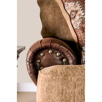 Causeuse Dhirendra Traditionnelle en Similicuir Marron par Furniture of America