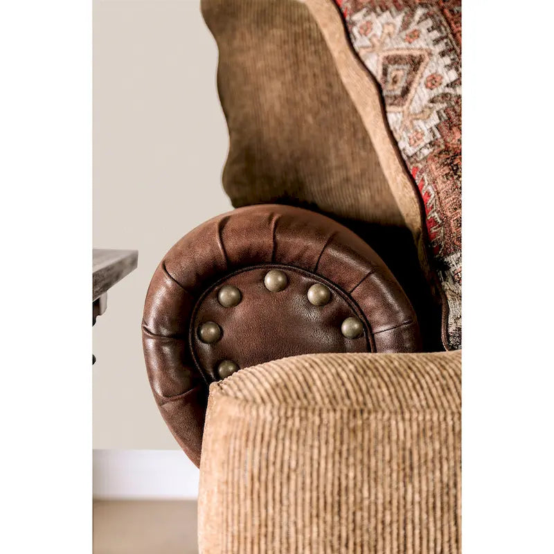 Causeuse Dhirendra Traditionnelle en Similicuir Marron par Furniture of America