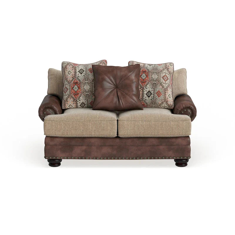 Causeuse Dhirendra Traditionnelle en Similicuir Marron par Furniture of America