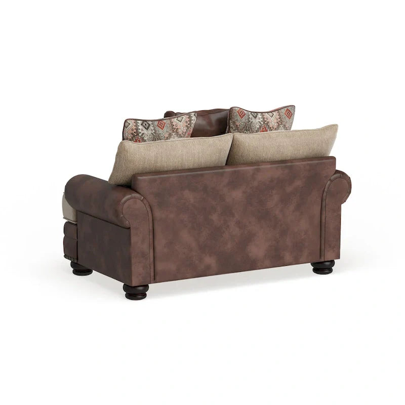 Causeuse Dhirendra Traditionnelle en Similicuir Marron par Furniture of America