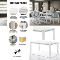 Ensemble de salle à manger luxueux 7 pièces à bandes diamant en cristal CraftPorch