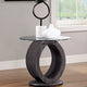 Table d'appoint Totte contemporaine grise avec plateau en verre de 24 po, par Strick & Bolton