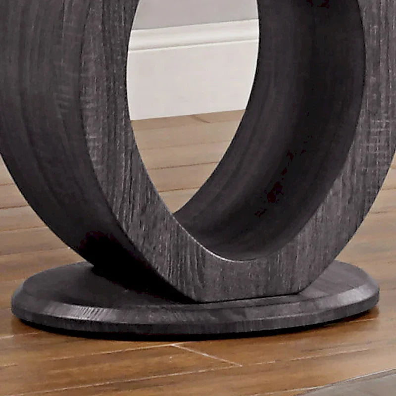 Table d'appoint Totte contemporaine grise avec plateau en verre de 24 po, par Strick & Bolton