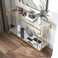 Table de canapé 43 pouces à plateau en verre et 1 étagère Yout Glam par Furniture of America
