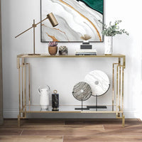 Table de canapé 43 pouces à plateau en verre et 1 étagère Yout Glam par Furniture of America