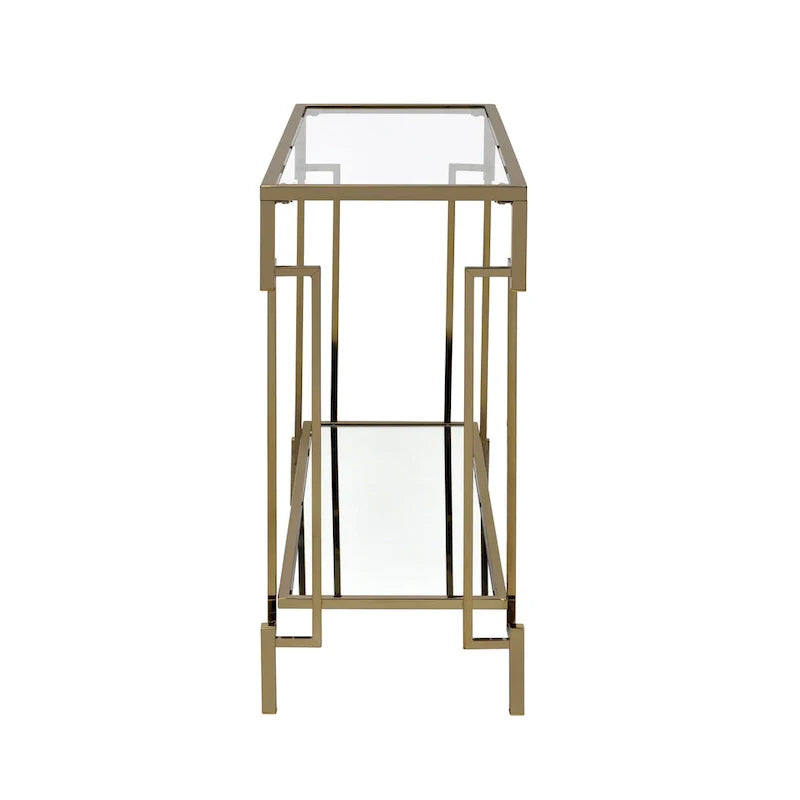Table de canapé 43 pouces à plateau en verre et 1 étagère Yout Glam par Furniture of America