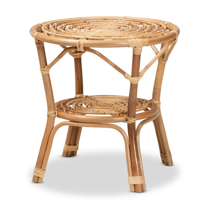 Table basse en rotin brun naturel bohème moderne Cariel