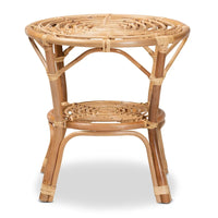 Table basse en rotin brun naturel bohème moderne Cariel