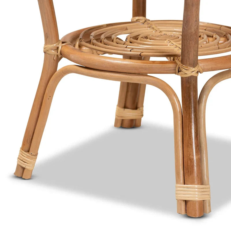 Table basse en rotin brun naturel bohème moderne Cariel