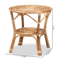 Table basse en rotin brun naturel bohème moderne Cariel