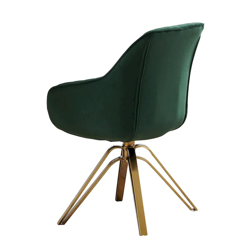 Fauteuil pivotant HomeRoots 23 en velours vert et doré - 23
