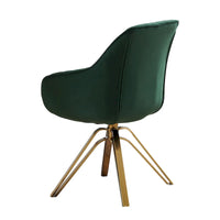 Fauteuil pivotant HomeRoots 23 en velours vert et doré - 23