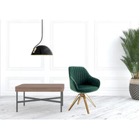 Fauteuil pivotant HomeRoots 23 en velours vert et doré - 23