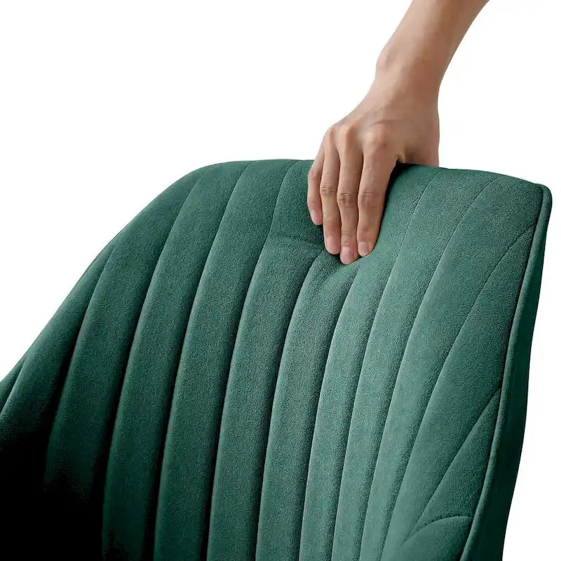 Fauteuil pivotant HomeRoots 23 en velours vert et doré - 23