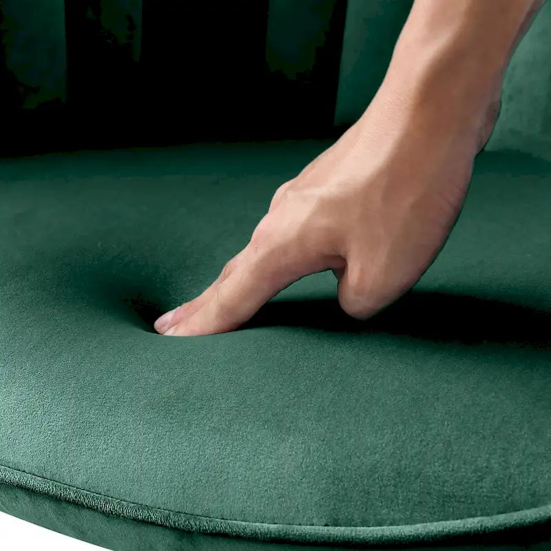 Fauteuil pivotant HomeRoots 23 en velours vert et doré - 23