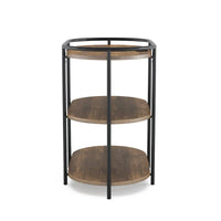 Table d'appoint à 3 niveaux en acier brun industriel 26 pouces Moore avec ports USB et prises par Furniture of America