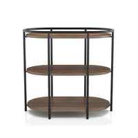 Table d'appoint à 3 niveaux en acier brun industriel 26 pouces Moore avec ports USB et prises par Furniture of America