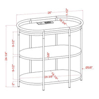 Table d'appoint à 3 niveaux en acier brun industriel 26 pouces Moore avec ports USB et prises par Furniture of America