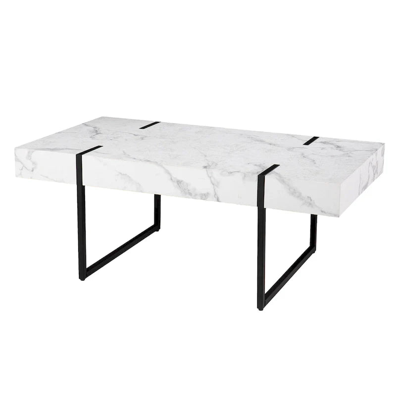 Table basse moderne Kiernan en faux marbre par SEI Furniture
