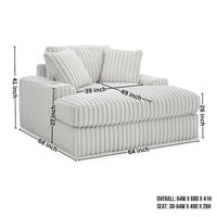 Méridienne Surdimensionnée Roundhill Furniture Azulu, avec Porte-Gobelets et Chargement USB