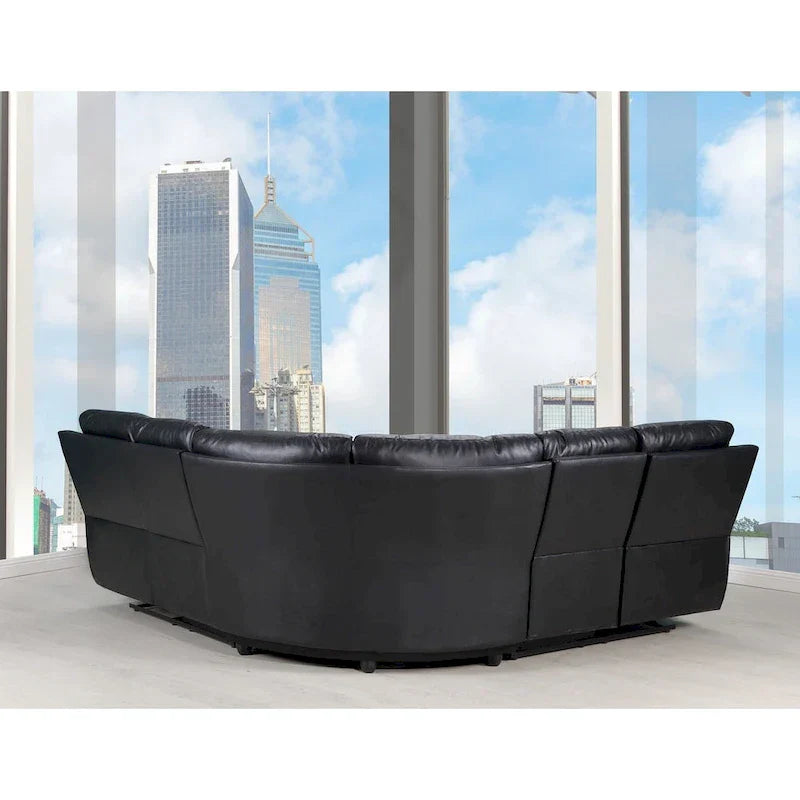 Canapé Sectionnel d'Angle Trois Pièces en Forme de U Inclinable HomeRoots Noir en Mélange de Polyester - 80 pouces