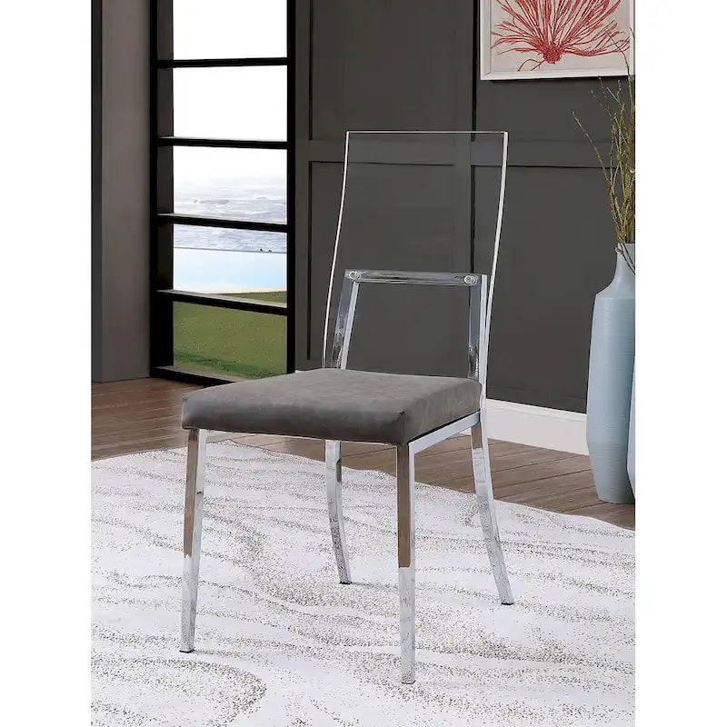 Ensemble de 2 chaises de salle à manger en acrylique, similicuir et métal
