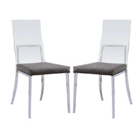 Ensemble de 2 chaises de salle à manger en acrylique, similicuir et métal