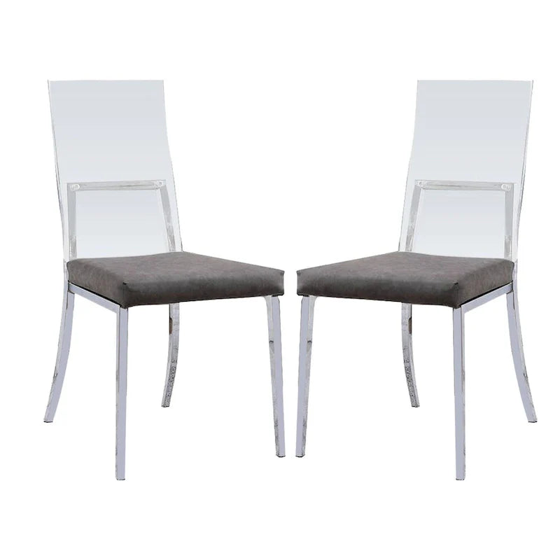 Ensemble de 2 chaises de salle à manger en acrylique, similicuir et métal