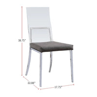Ensemble de 2 chaises de salle à manger en acrylique, similicuir et métal