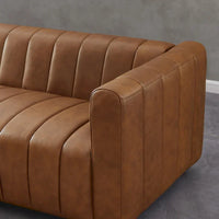 Canapé Designer en Cuir Pleine Fleur Clarence Mid-Century de Couleur Tan