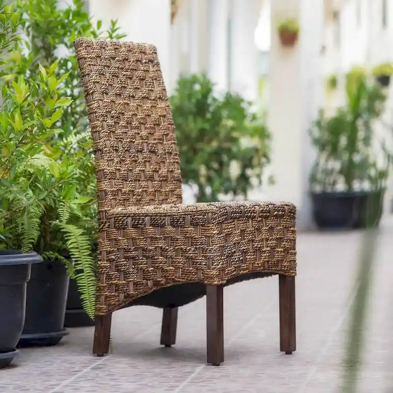 Chaise de salle à manger Manila en abaca tressé/acajou (lot de 2)