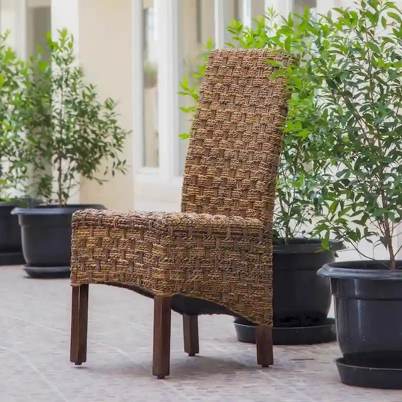 Chaise de salle à manger Manila en abaca tressé/acajou (lot de 2)