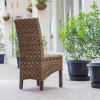 Chaise de salle à manger Manila en abaca tressé/acajou (lot de 2)