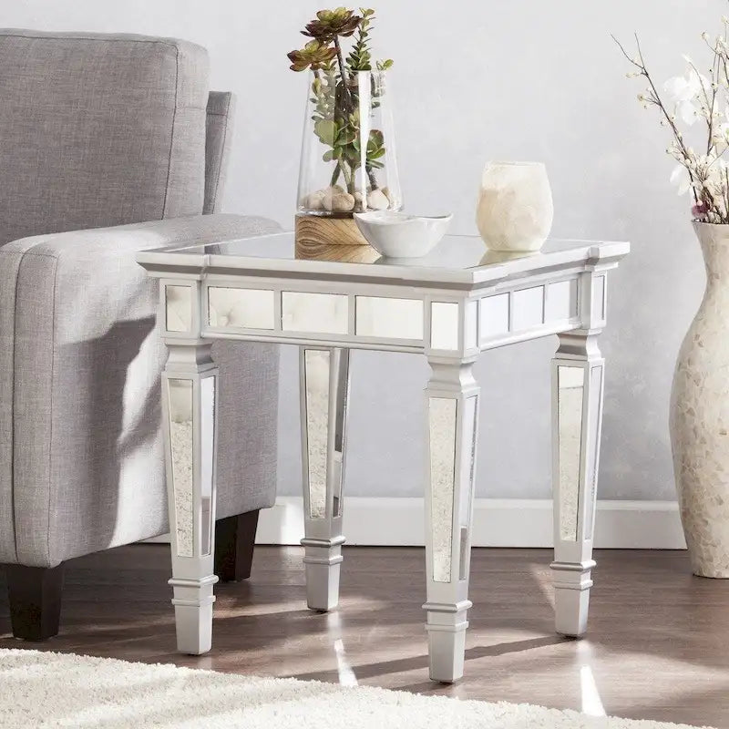 Table d'appoint carrée miroir SEI Furniture Olivia Glam