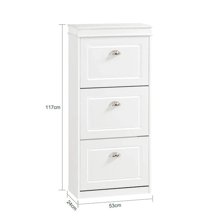 SoBuy FSR94-W, Meuble à Chaussures Commode de Rangement à 3 Tiroirs Étagère à Chaussures