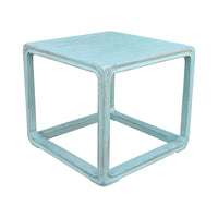 Table d'appoint carrée Artissance en bois recyclé, 56 cm, finition bleu vintage (la taille et la finition peuvent varier)