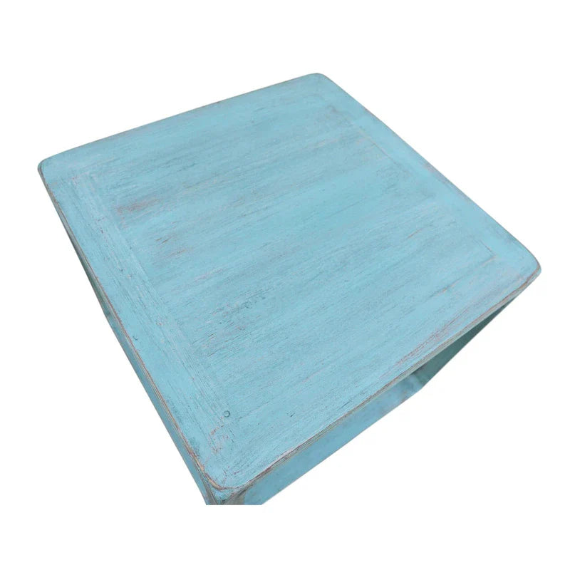 Table d'appoint carrée Peking Artissance en bois recyclé, 22 pouces carrés, finition bleu vintage (taille et finition variables)