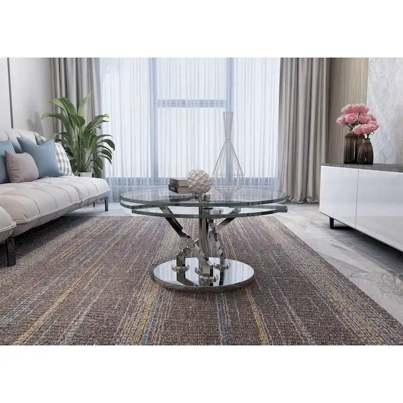 Table basse Somette avec plateau en verre rond de 32 po - Table basse