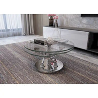 Table basse Somette avec plateau en verre rond de 32 po - Table basse