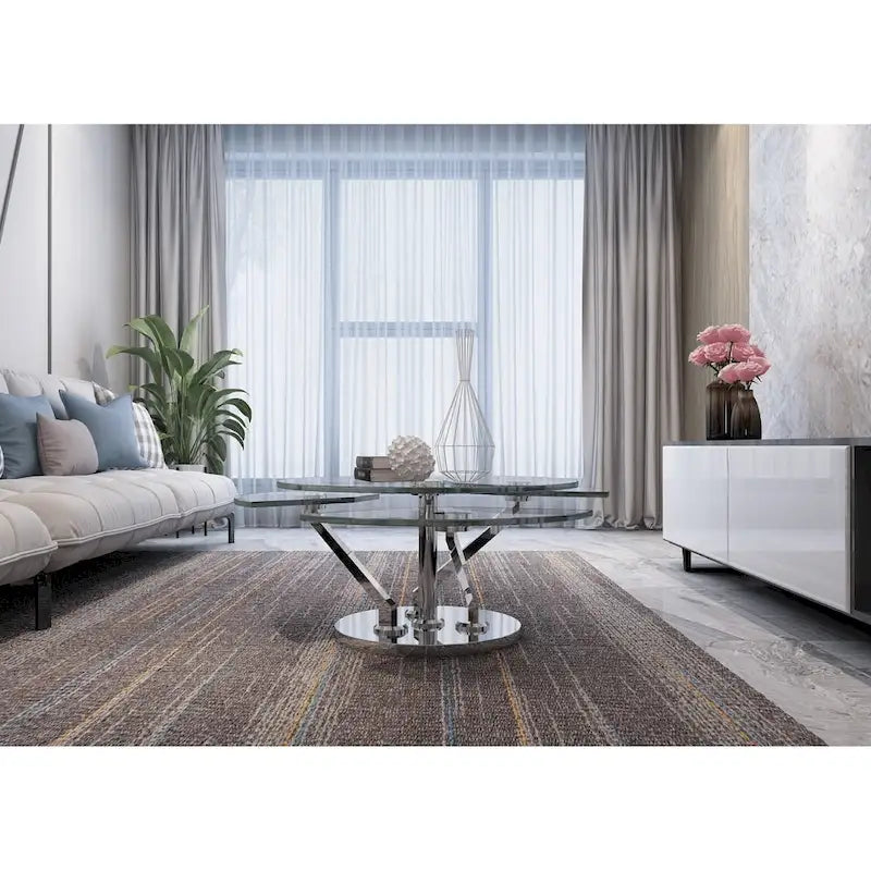 Table basse Somette avec plateau en verre rond de 32 po - Table basse
