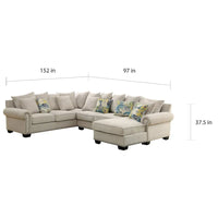 Canapé Sectionnel Riti Transitionnel Rembourré en Tissu Beige avec Clous Décoratifs par Furniture of America