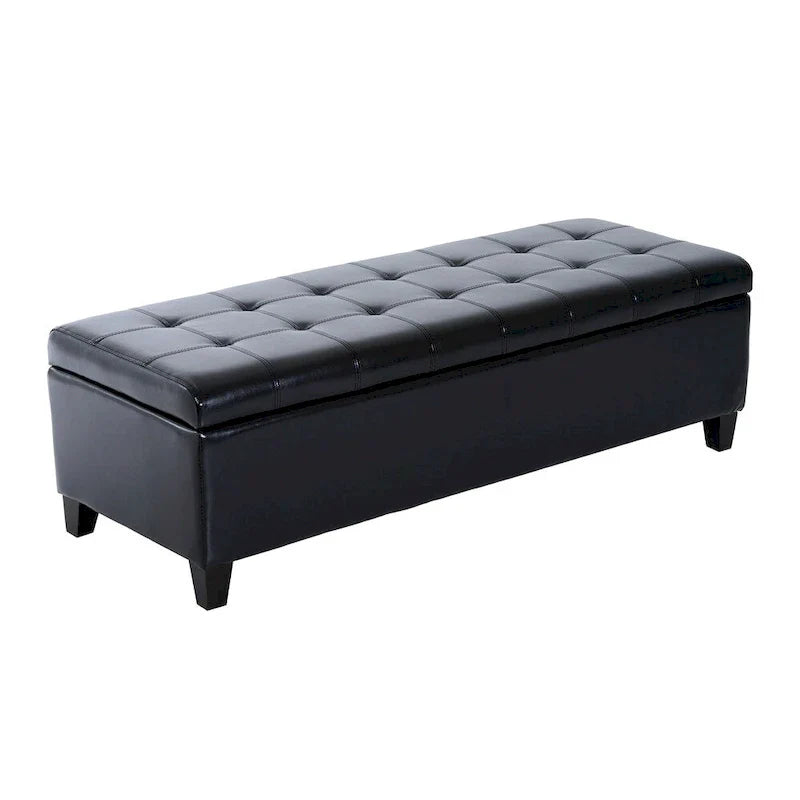 Banc Ottoman de rangement capitonné en cuir synthétique HomCom 51 - 19*50.25*16