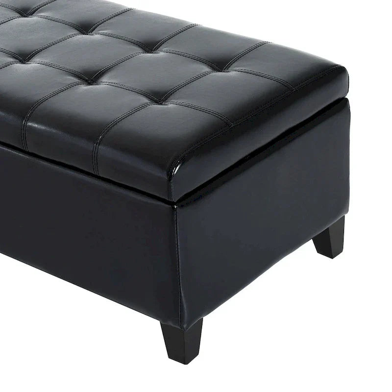 Banc Ottoman de rangement capitonné en cuir synthétique HomCom 51 - 19*50.25*16